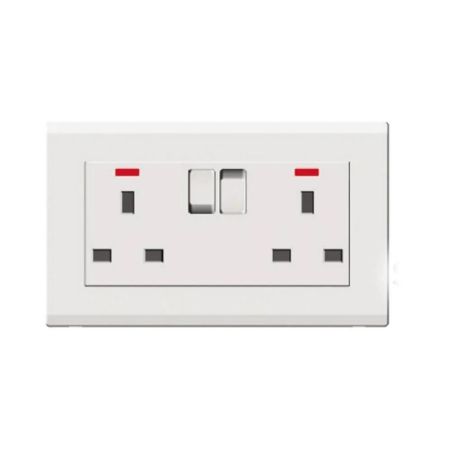 Milano 13A 2Gang Socket W/Neon White-210800600006