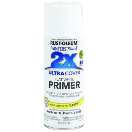 Rust-Oleum Spray Paint Painters Touch 2X Flat Primer White 12oz 249058