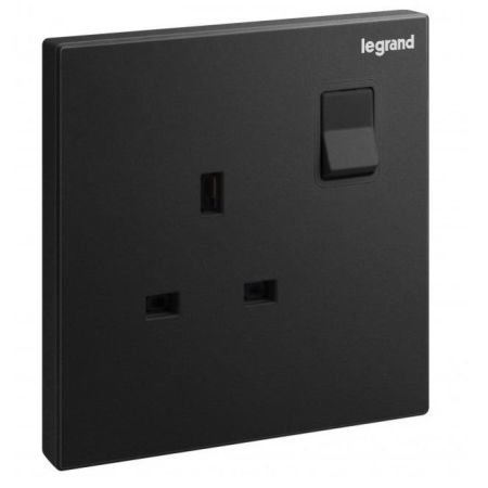 Legrand Galion Black Single BS 13A Switch Socket - 282432-C