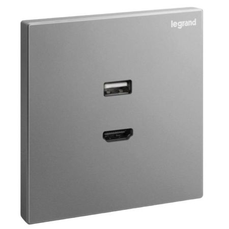 Legrand Galion USB And HDMI Socket Dark Silver - 282448-C3