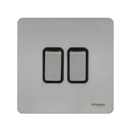 Schneider Ultimate Brushed Stainless Steel 16AX 2G 2W Switch - GU1422BSS