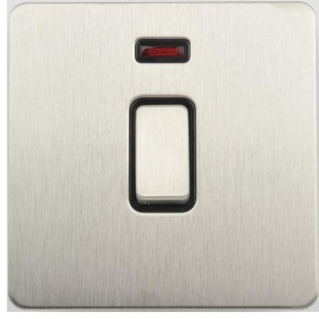 Schneider Ultimate Brushed Stainless Steel 20A 1G DP Switch W/Neon - GU2411-BSS
