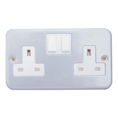 RR 13A Metal Clad Double Switched Socket Outlet-W3002-MC