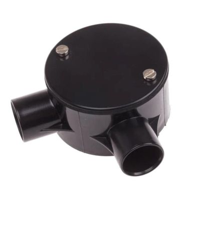 PVC Electrical Conduit Junction Box 20mm 2 Way V- Type Black