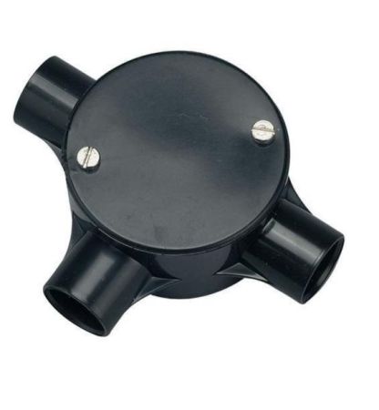 PVC Electrical Conduit Junction Box 25mm 3 Way Black
