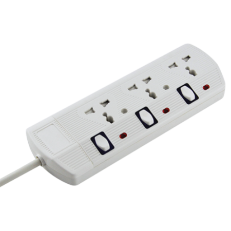 RR 13A 3 Gang Universal Switch Socket Extension + Neon With 5Mtr Cord EB3NSU2B