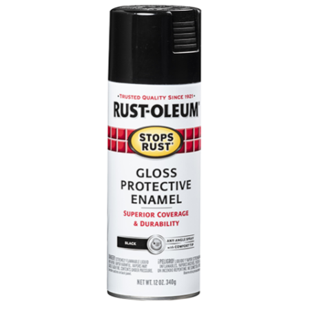 Rust-Oleum Spray Paint Stops Rust Protective Enamel Gloss Black 12oz 7779830