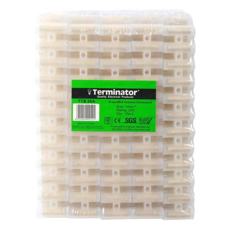 Terminator Elec PVC Connectors 14mm 20Amps 10Strips TTB 20A